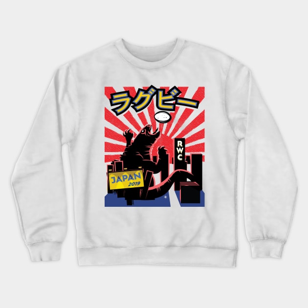 Rugby Godzilla Japan 2019 Crewneck Sweatshirt by atomguy